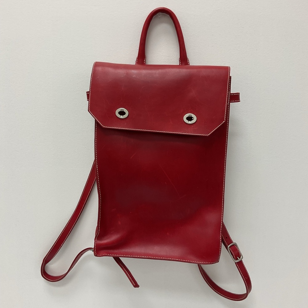 Elegant Red Leather Backpack
